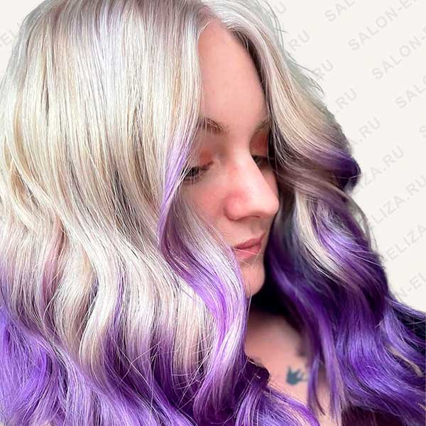 Фиолетовые волосы наполовину