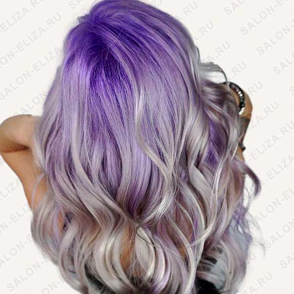 Половина серых и фиолетовых волос